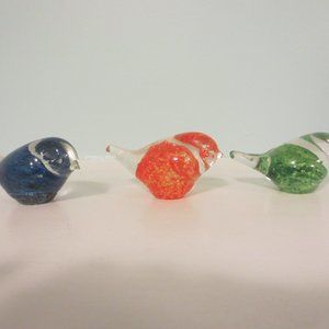 Vintage Randsfjord Handblown 3 Glass Birds Norway